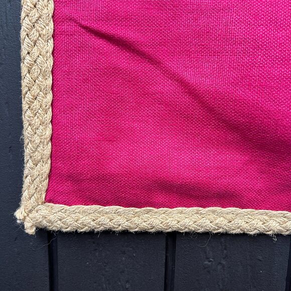 Pottery Barn 20x20 Magenta Pink Linen Pillow Cover with Jute Braided 3 Available - Picture 2 of 6